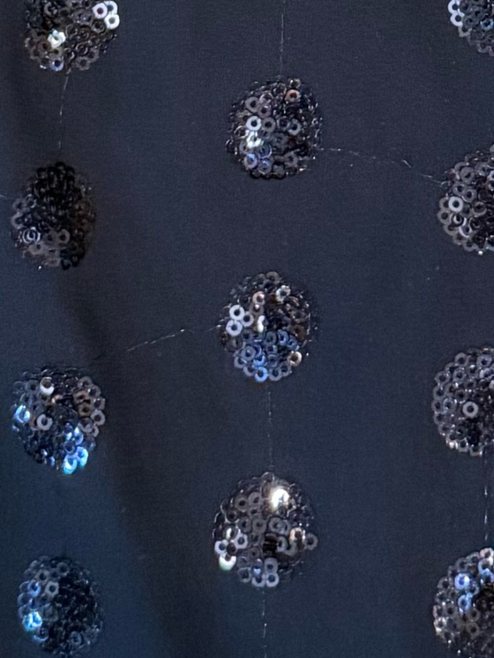MILLY Black circle sequin sheer overlay shirft, 10, CB2767 - Picture 4 of 5
